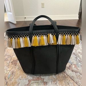 EUC tassel Shiraleah vegan leather tote